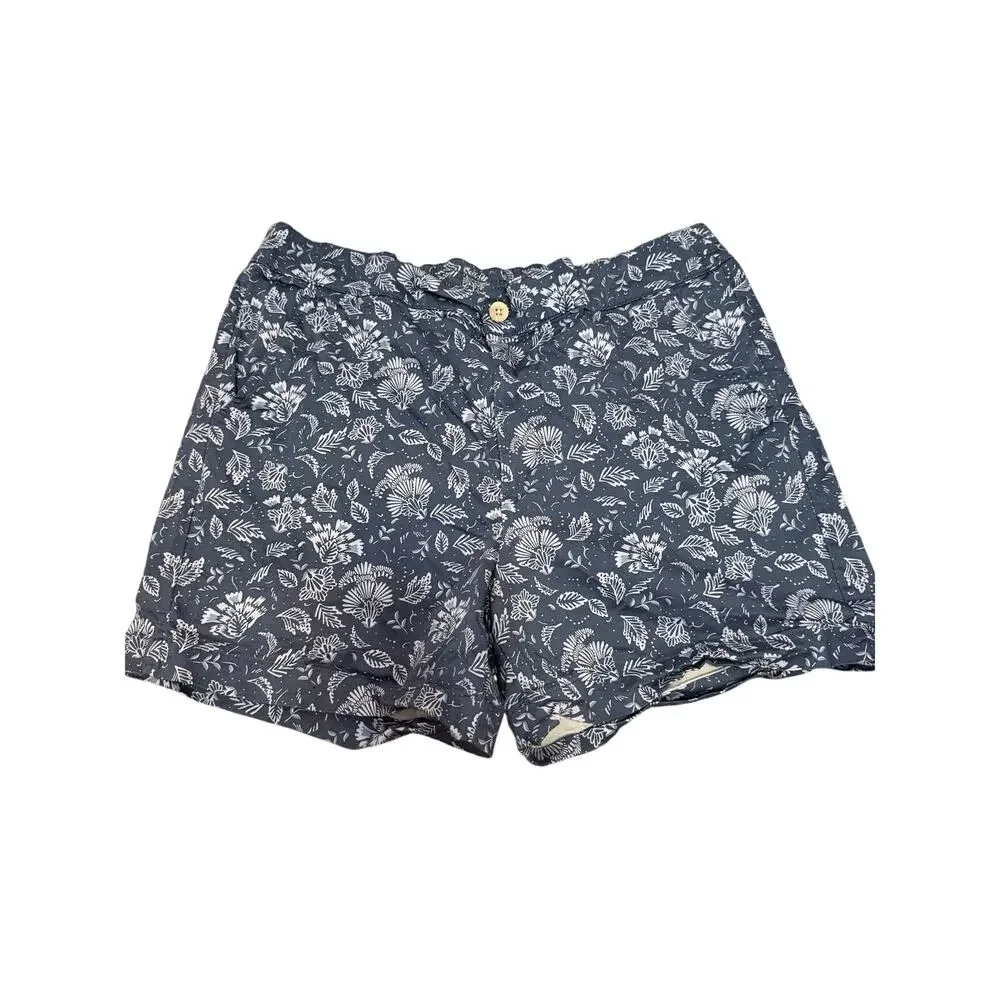 Jachs Girlfriend New York XXL Blue White Floral Chino Shorts Elastic Waist - Picture 1 of 5